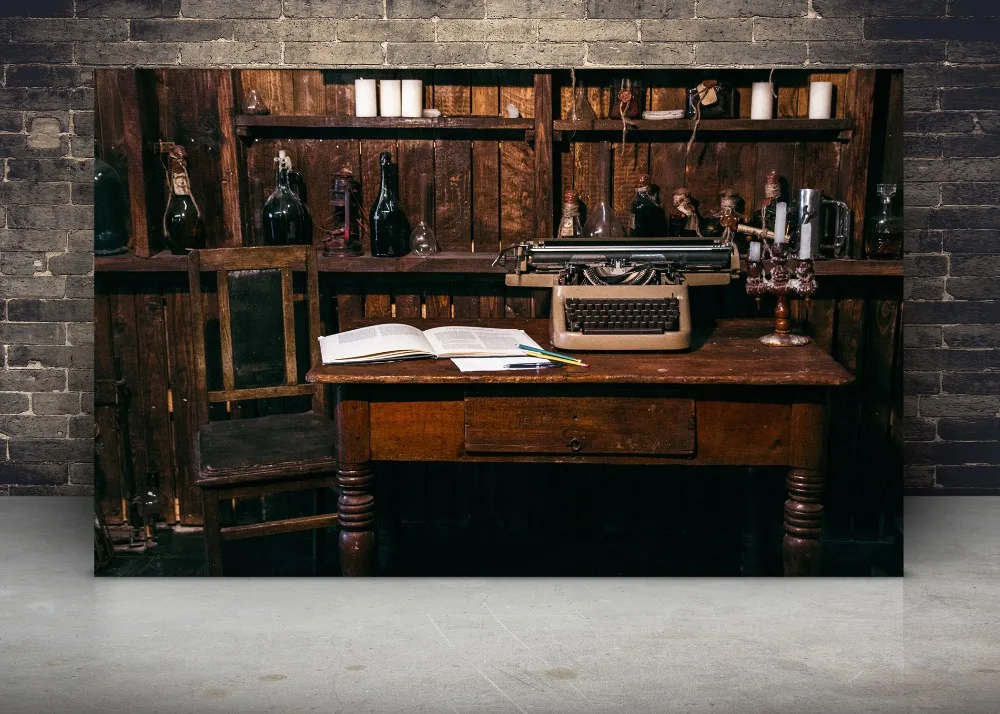 DePhoto Old typewriter Desk chair indoor Scene Photography Backgrounds Customized Photographic Backdrops For Photo Studio | Электроника
