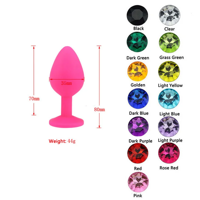 50PCS/lot Medium Size Jeweled Silicone Anal Plug Sex Toy for Women Masturbation Butt Stopper Men Adult Product | Красота и здоровье