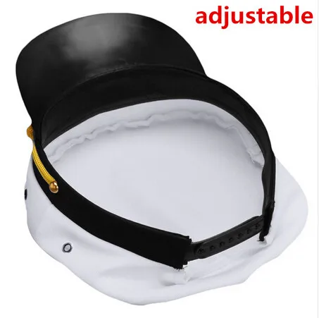 Vintage Adult Party Fancy Dress Unisex White Adjustable Skipper Sailors Navy Captain Boating Military Hat Cap
