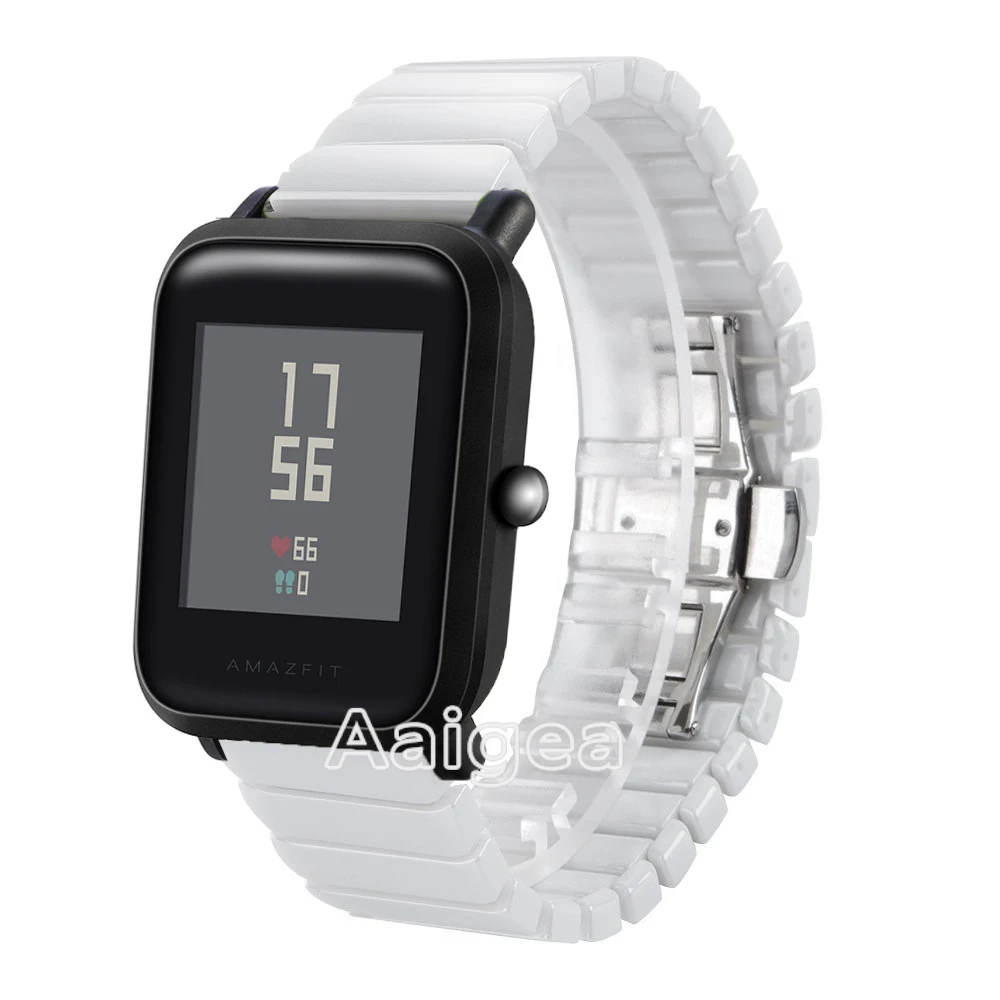 Белый Керамический ремешок для часов с бабочкой и пряжкой для Huami Amazfit Bip Bit Pace Youth роскошный сменный Браслет для amazfit bip Band - Цвет ремешка: Белый