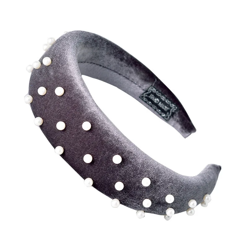 

Thick Sponge Velvet Pearl Headbands For Women Hair Accessories Flower Headband Colorful Hairbands Hair Bow Hairband for Girls