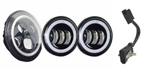 Мотоциклетный " светодиодный налобный светильник для мотоцикла DRL Angel eye+ 4,5" противотуманный светильник " кольцо для harley Heritage Softail Classic - Цвет: 3pcs black  all halo