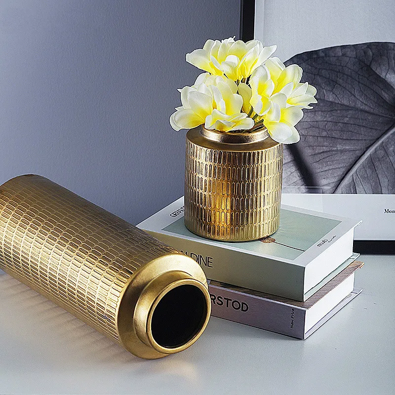 Золотая керамическая ваза в скандинавском стиле украшение для дома обеденный