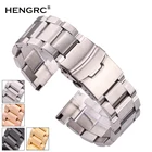 Браслет из нержавеющей стали для мужских часов, металлический Однотонный черный ремешок, аксессуары для наручных часов, 18 мм 20 мм 22 мм 24 мм