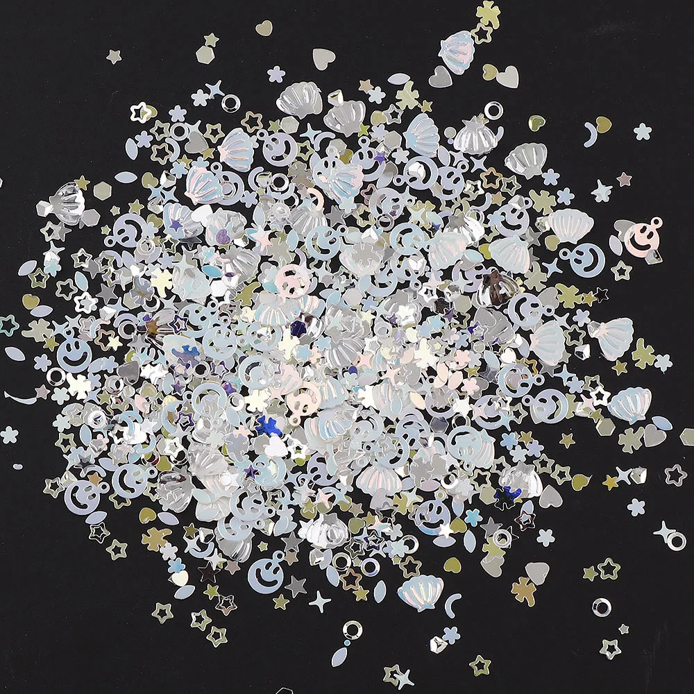 1 партия 10 г разноцветные блестки в виде ракушек звезд сердца Луны формы для