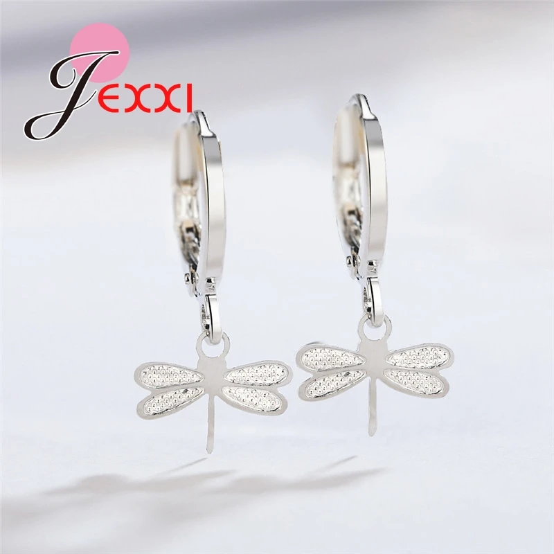 Трендовые серьги подвески из стерлингового серебра 925 пробы с стрекозой для