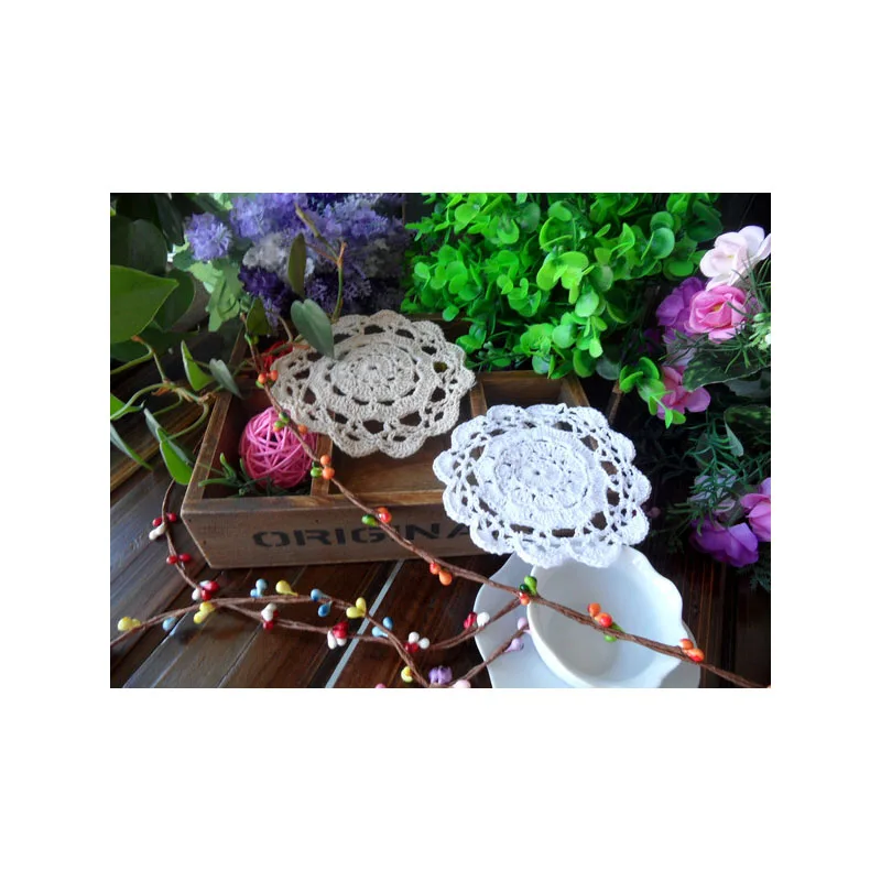 Handmade Crochet DIY Placemat Round Hotel Dinner Decor Coaster Flower Clothes Accessory 13CM Table Doily Wedding Gift 30pcs/lot | Дом и сад