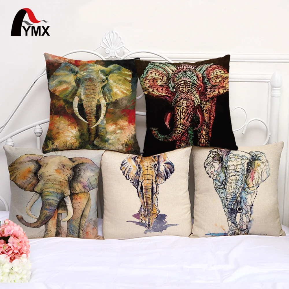 Наволочка из хлопка и льна 45 х45 см|cushion cover|fashion cushion coverspillow case elephant |