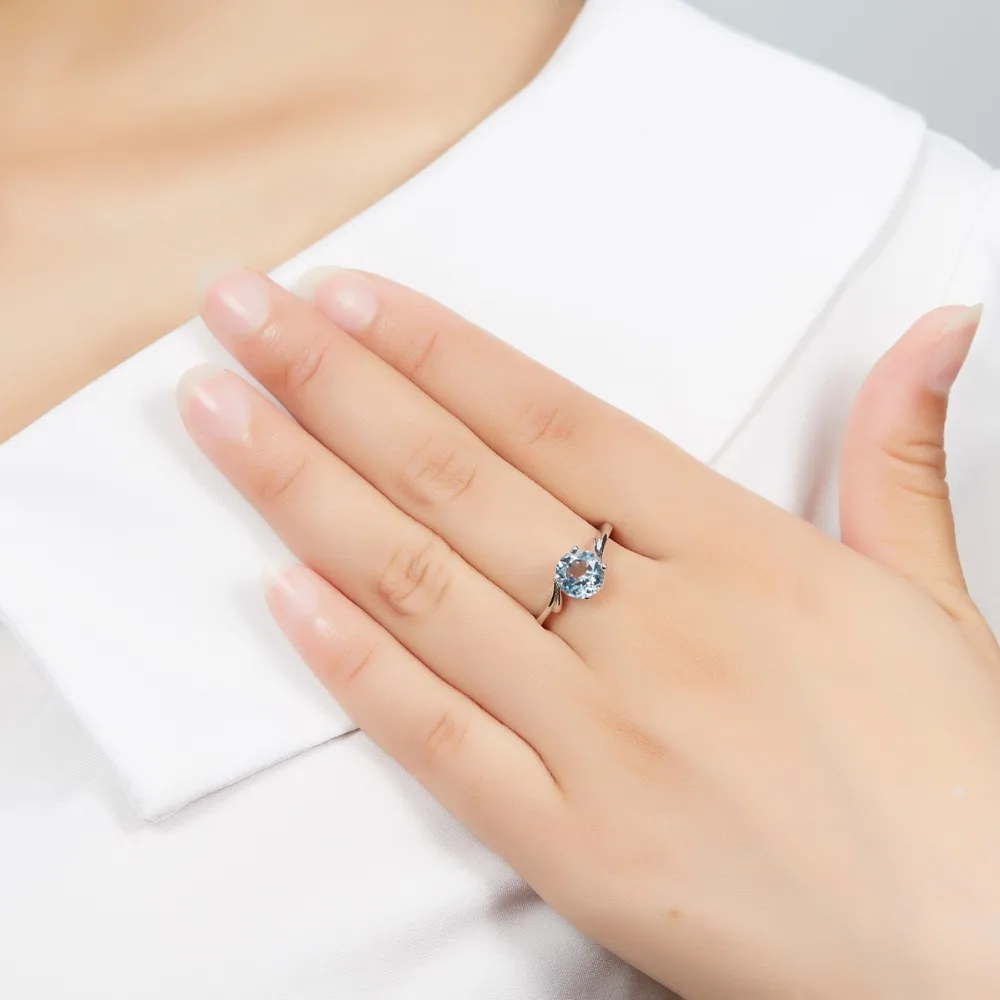 Комплект из кольца и серёг серебра 925 пробы с голубым топазом|jewelry sets|jewelry sets bluejewelry