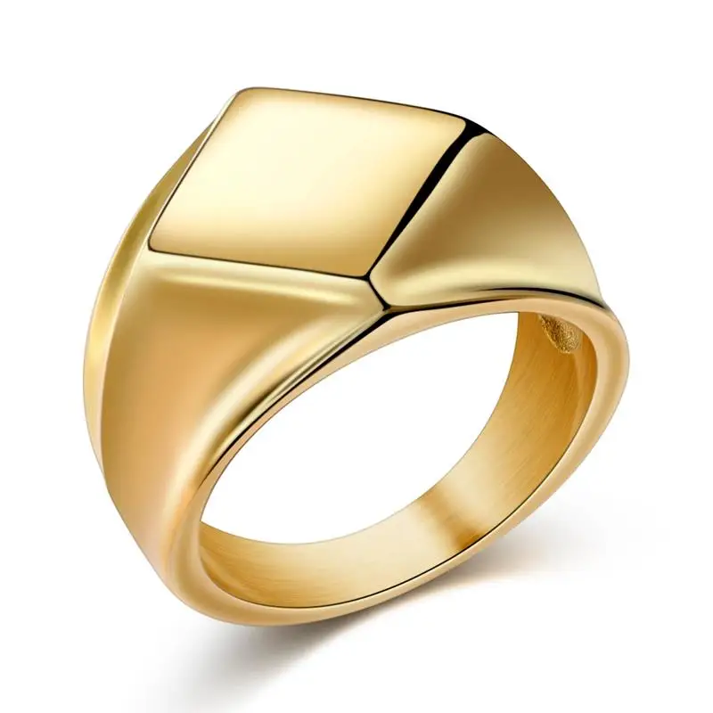 Gold Color Jiayiqi новые мужские кольца ретро геометрический стиль панк кольца мужские ювелирные изделия унисекс серебряное кольцо из черного золота - Цвет основного камня: Gold Color