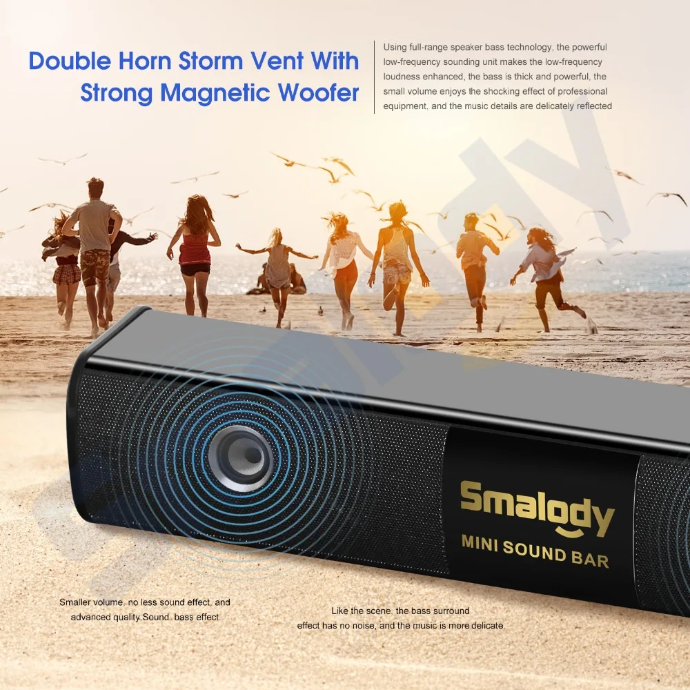 Smalody беспроводной Bluetooth портативный динамик мощный 10 Вт бас светодиодный свет