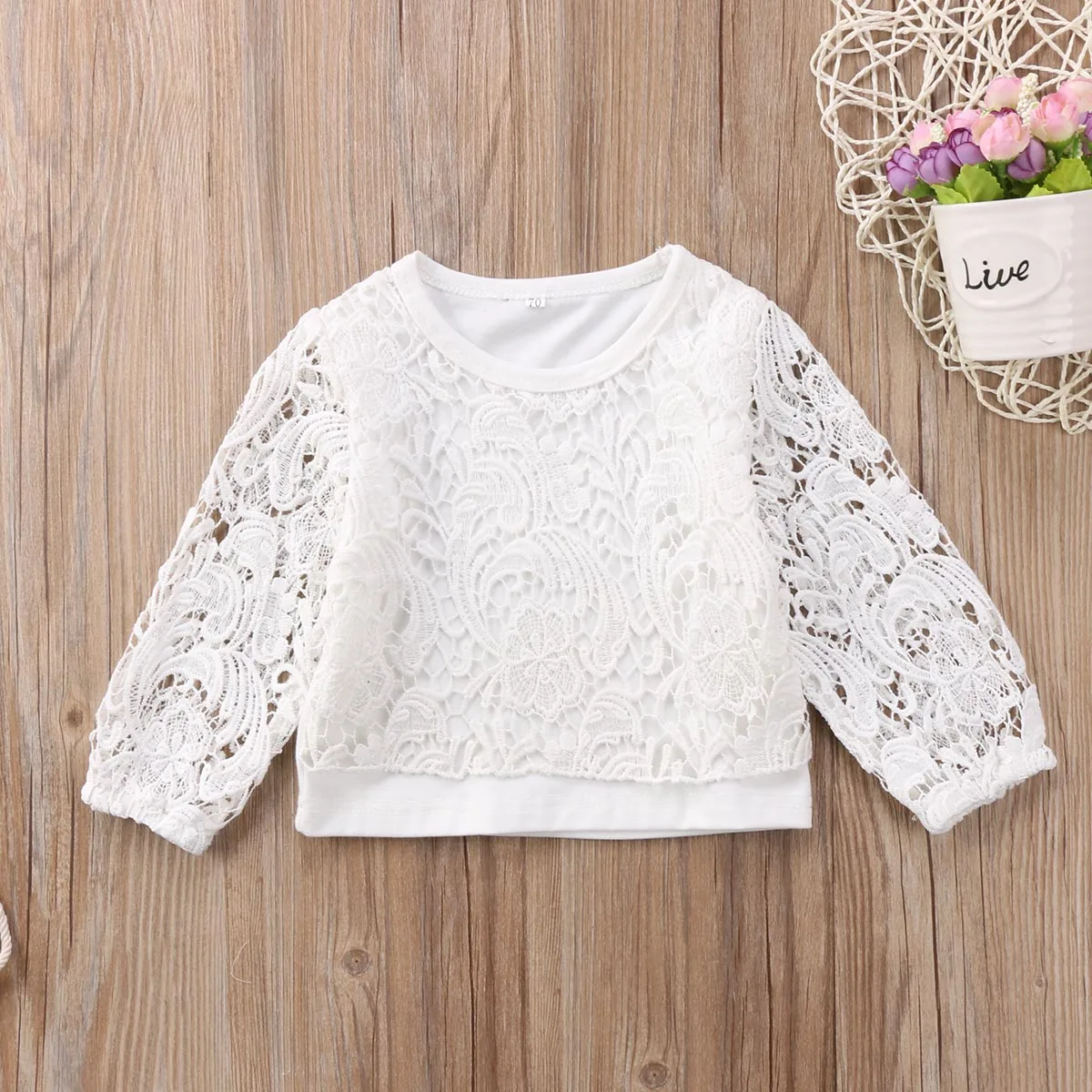 Baby Girls Lace Flower Long Sleeve Blouses Cute Top Clothes Toddler Infant Kids Girl Clothing Tops | Детская одежда и обувь