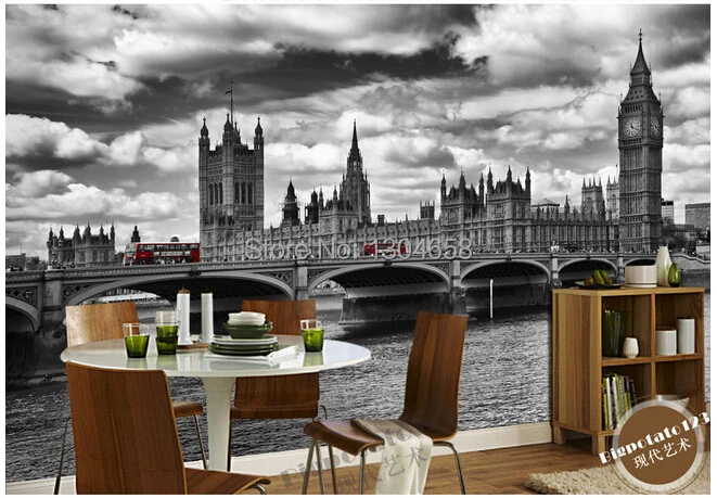 Пользовательские 3D стерео обои Классическая черно белая серия подвесной мост