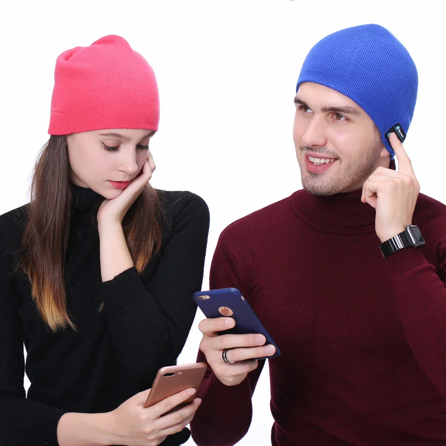 Популярная Беспроводная Bluetooth умная музыкальная вязаная шапка с наушниками плюс бархатная Толстая зимняя теплая шапка с микрофоном и динамиком для iOS Android