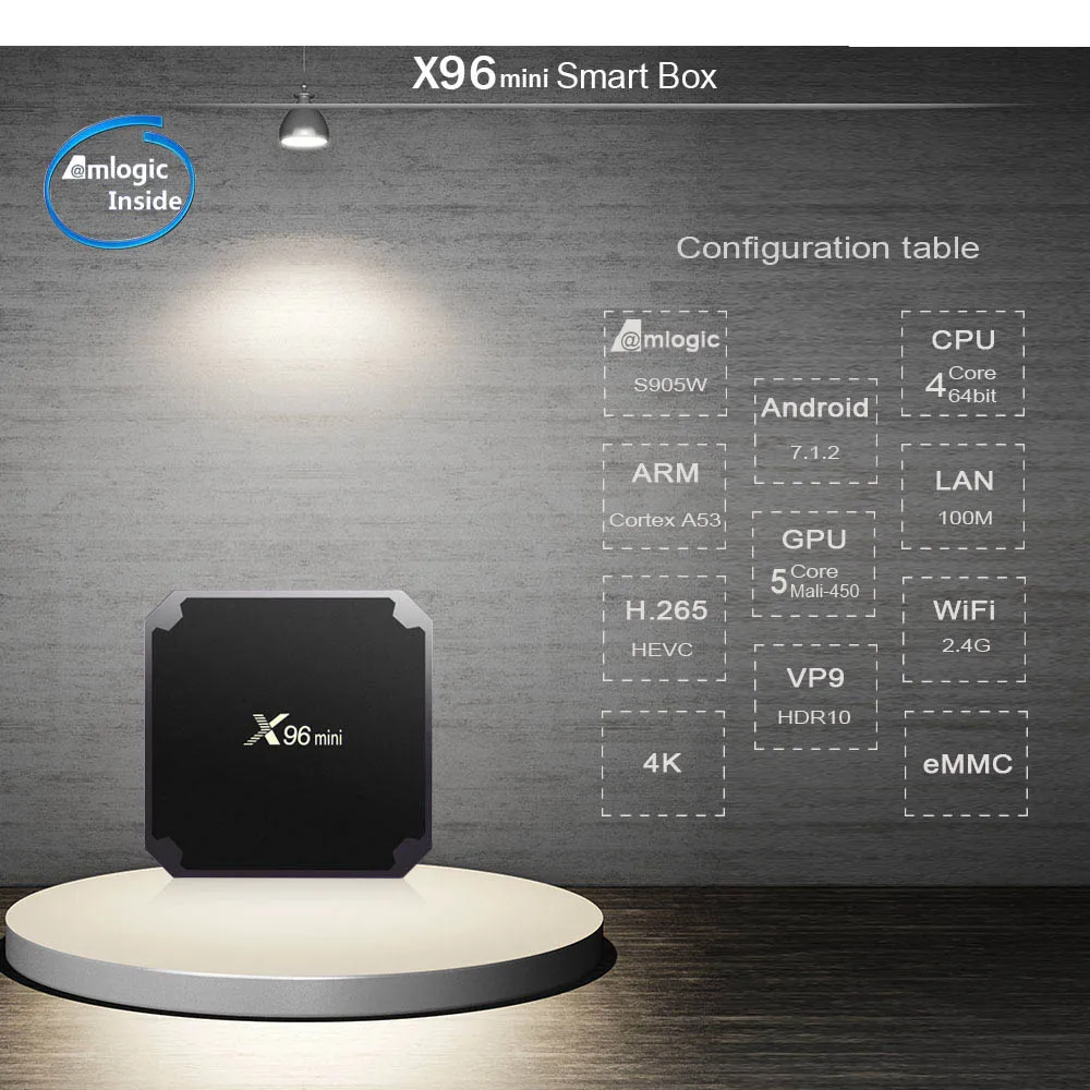 ТВ-приставка X96 mini Android 7 1 2 + 16 ГБ Amlogic S905W 4 ядра ГГц Wi-Fi | Электроника