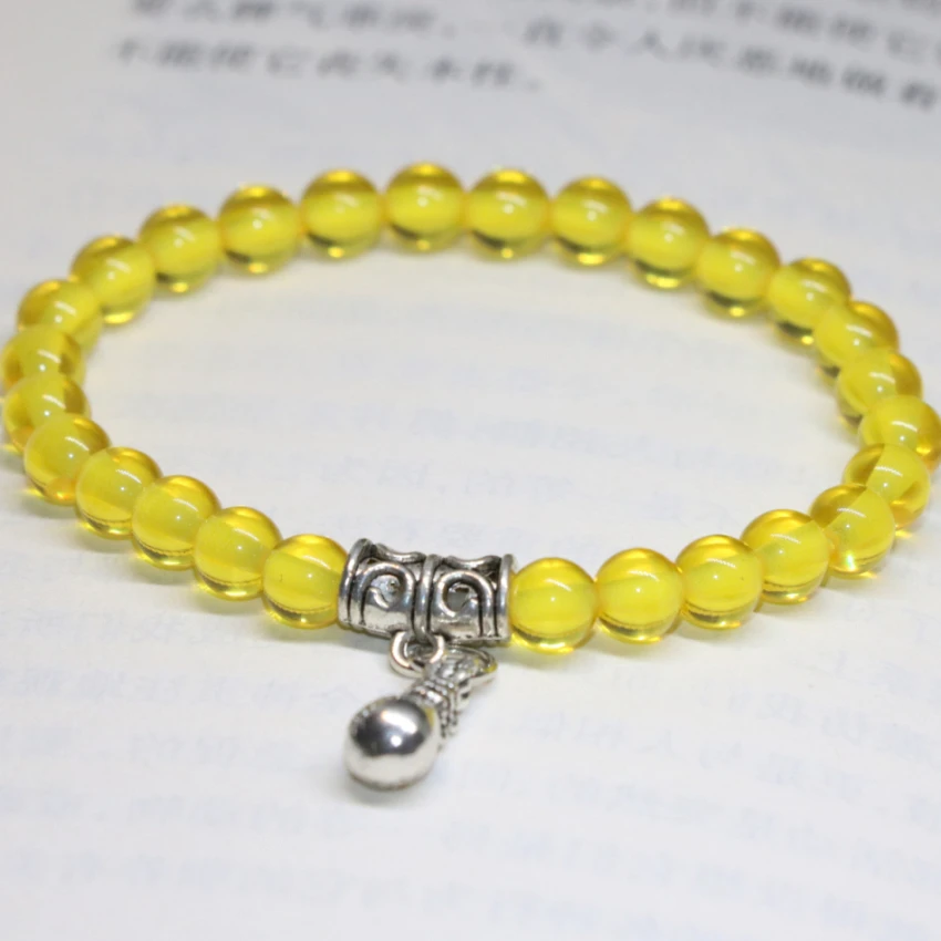 Factory Outlet 6 мм круглые бусины желтый искусственной смолы пчелиный воск Браслеты