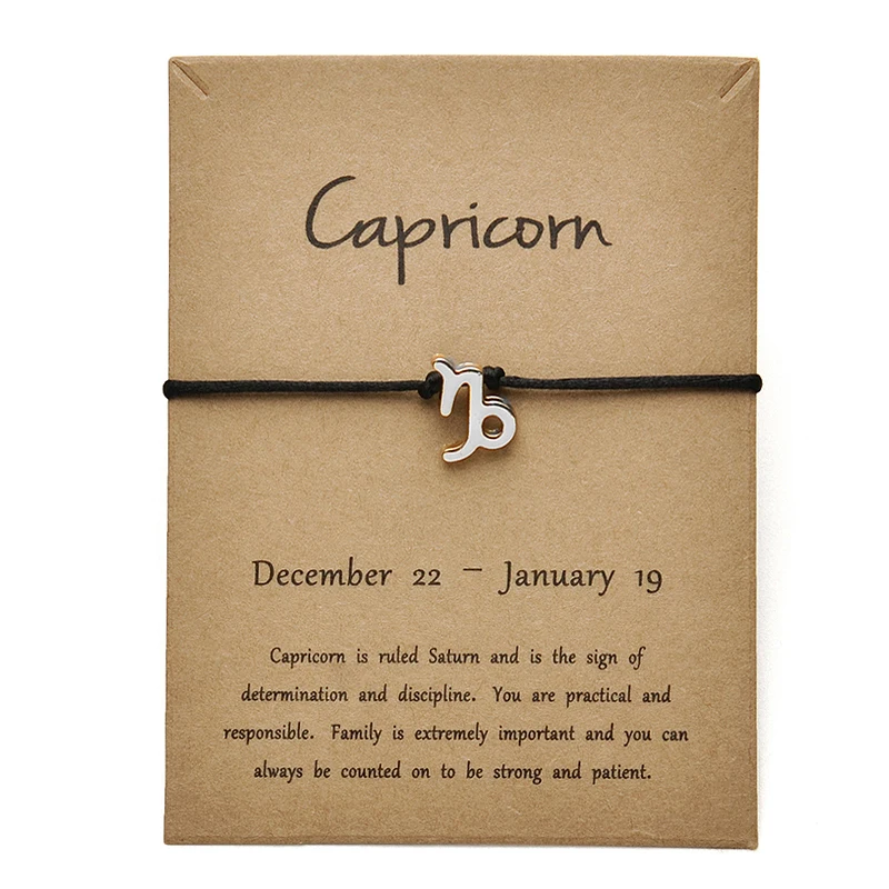 Black YIN Capricorn Черные цвета золотые карты модные ювелирные изделия 12 созвездия зодиака тканый браслет браслеты для женщин - Окраска металла: Black YIN Capricorn