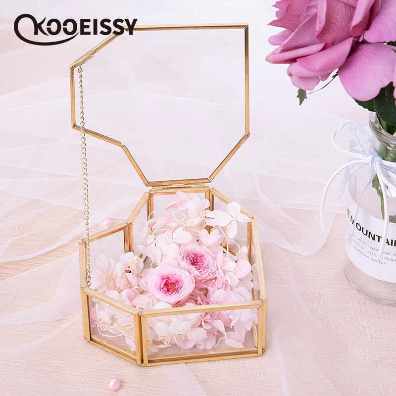 Подарок на день Святого Валентина прозрачная стеклянная коробка для колец в