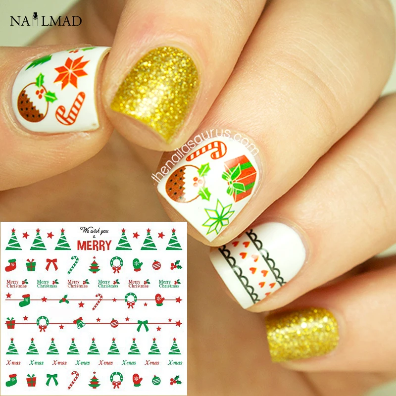 1 Лист Рождественские водяные наклейки веселые рождественские Переводные