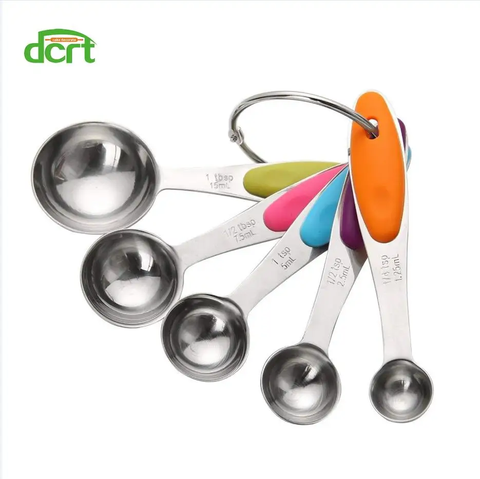 Measuring Spoon 5PCS DCRT кухонный инструмент из нержавеющей стали мерные ложки и чашки набор выпечки торт приготовления пищи мерный инструмент кухонные аксессуары - Цвет: Measuring Spoon 5PCS