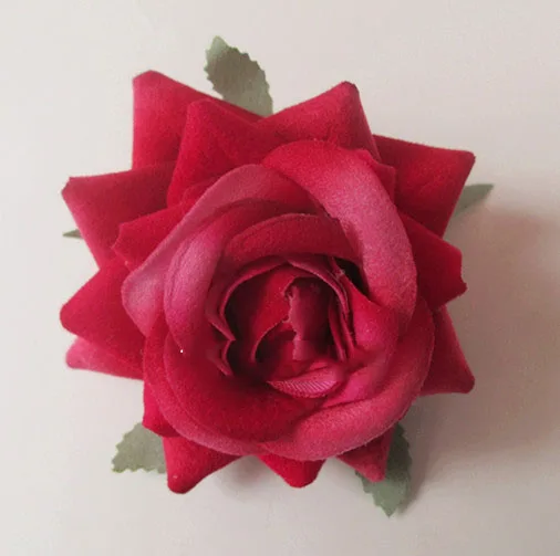 Искусственные головки цветов объем розовый бархат угол имитация цветка розы