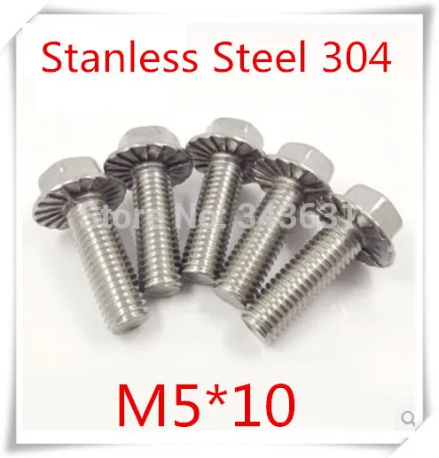 

100PCS Stainless Steel 304 M5*10 Hex Bolt With Flange