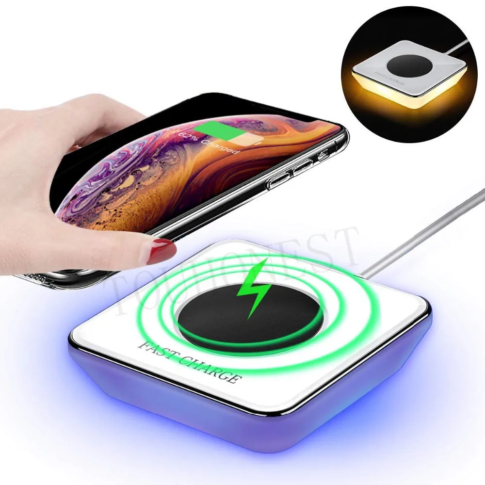 Беспроводное быстрое зарядное устройство для iPhone XS Max XR X 8 Plus адаптер ночная