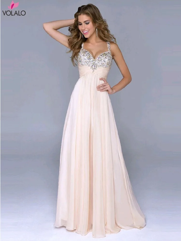 

Summer Party Spaghetti Dress Wedding Amazing Sexy Sequin Floor Length Sleeveless Dresses Open-back Chiffon Vestidos De Fiesta
