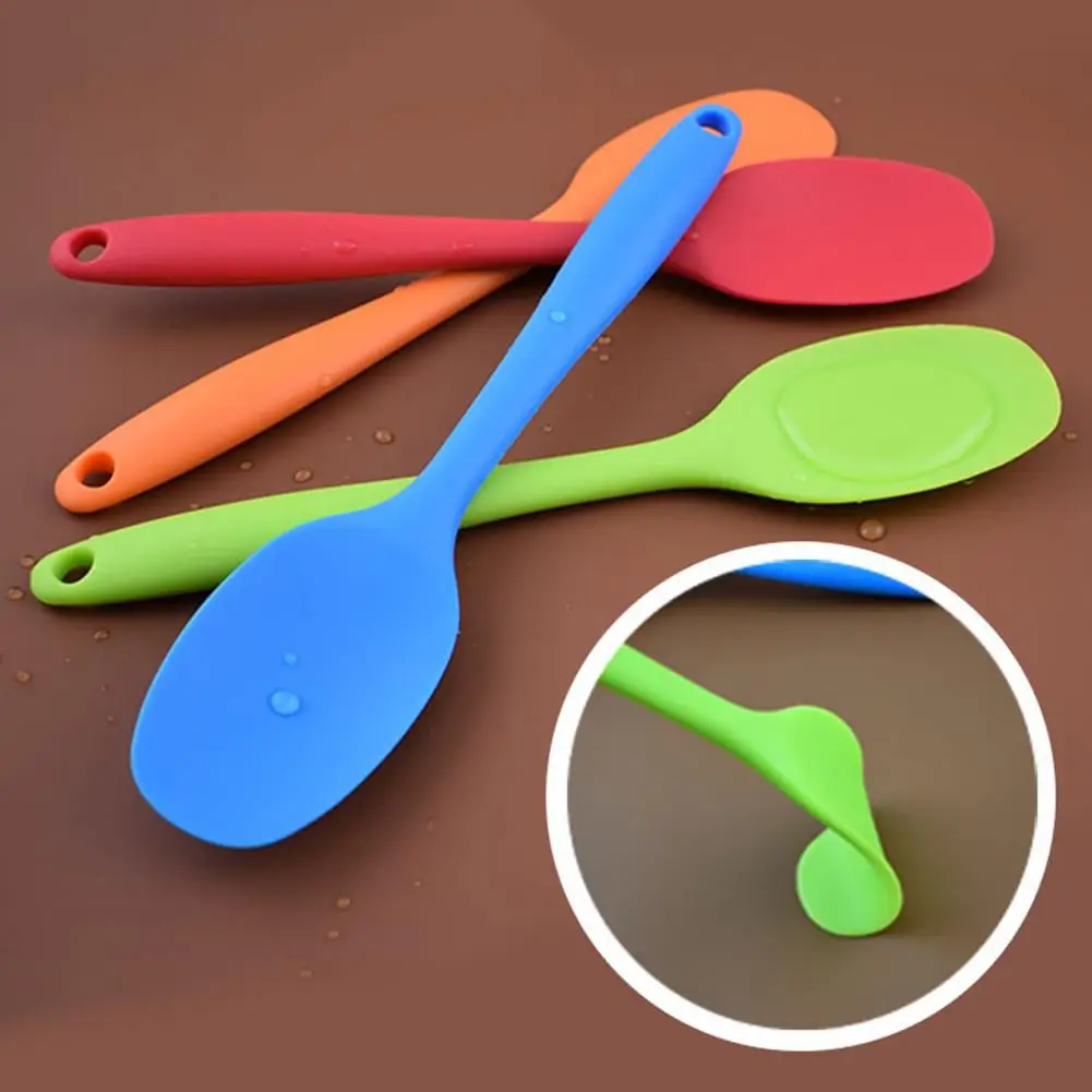 

Silicone Heat Resistant Flexible Spoon Long Handle Spatula Non-stick Scraper Ice Cream Spoons Shovel Kitchen Cooking Utensil