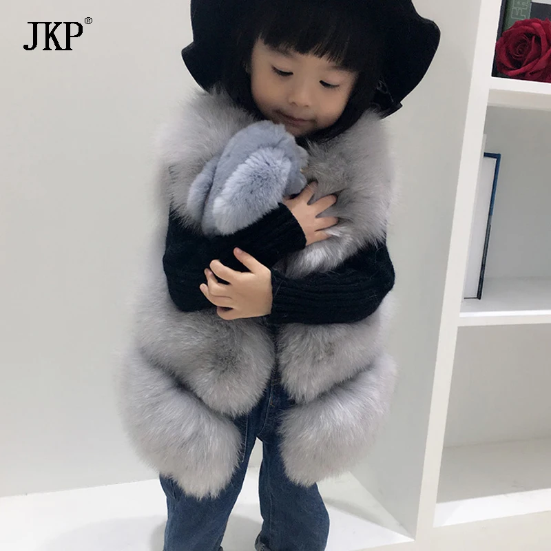 Качественный жилет из лисьего меха для девочек одежда зимы и осени детские