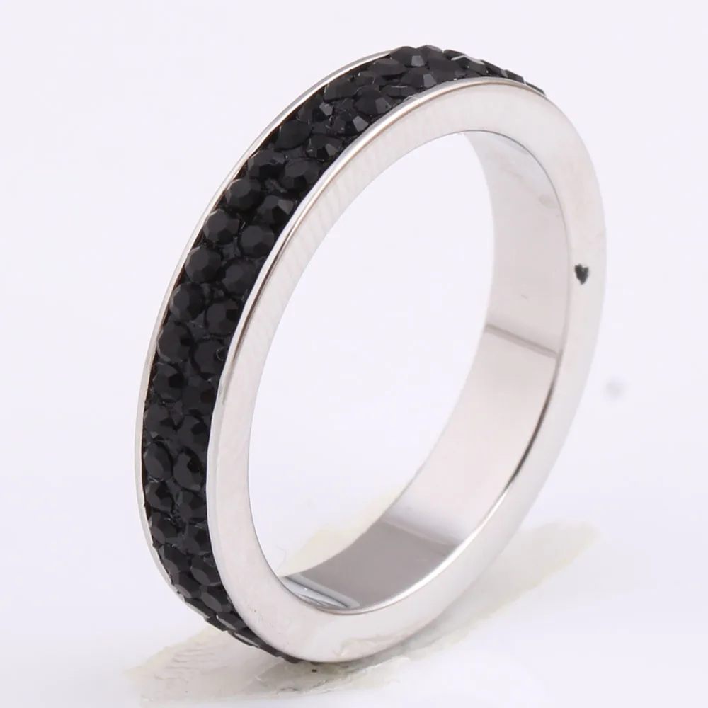 Черные CZ Кристальные кольца для женщин 316L из нержавеющей стали оптом|crystal tongue