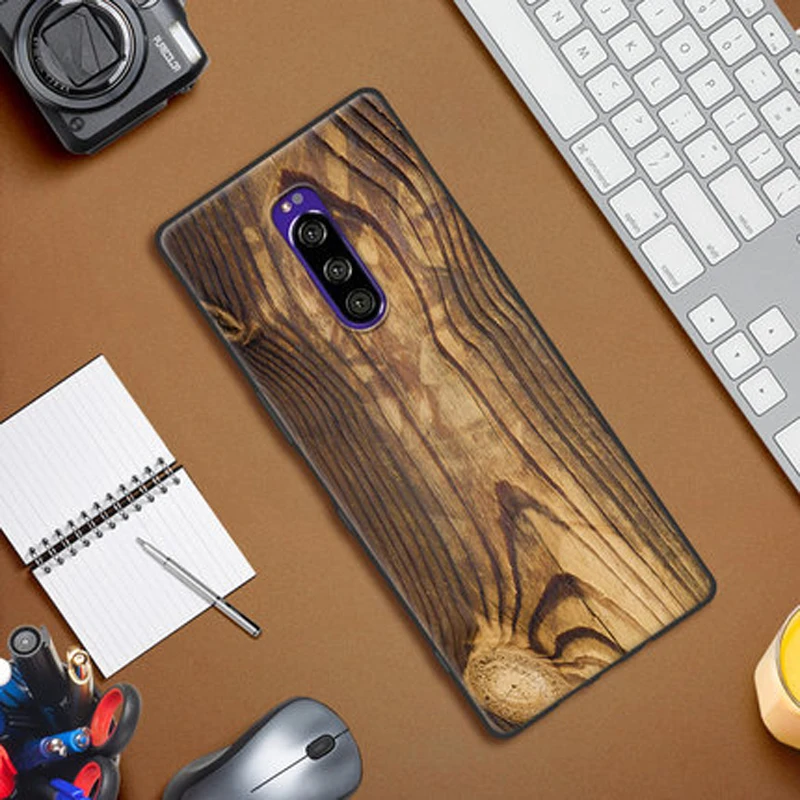 Для sony Xperia 1 чехол с деревянным камнем из мягкого силикона с узором TPU чехол для телефона sony Xperia 1 J8110 J8170 J9110 чехлы для sony 1