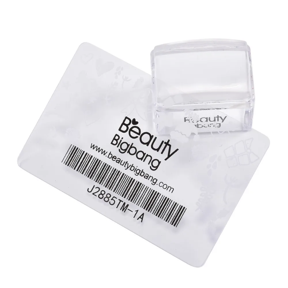 BeautyBigBang 1 Набор прямоугольник Желейный силиконовый штамп для ногтей со скребком Прозрачная Ручка инструмент для штамповки маникюр Дизайн ногтей штамп комплект