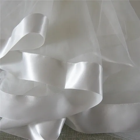 Двухслойная свадебная фата Hymli, длина собора, белый/слоновая кость