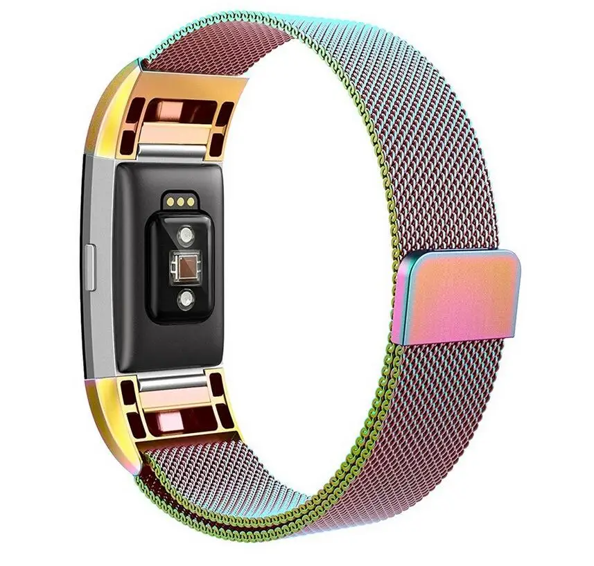 colourful 10 цветов для браслета Fitbit Charge 2 магнитный с миланским плетением браслет из нержавеющей стали сменные полосы для Fitbit charge2 ремешок - Цвет: colourful