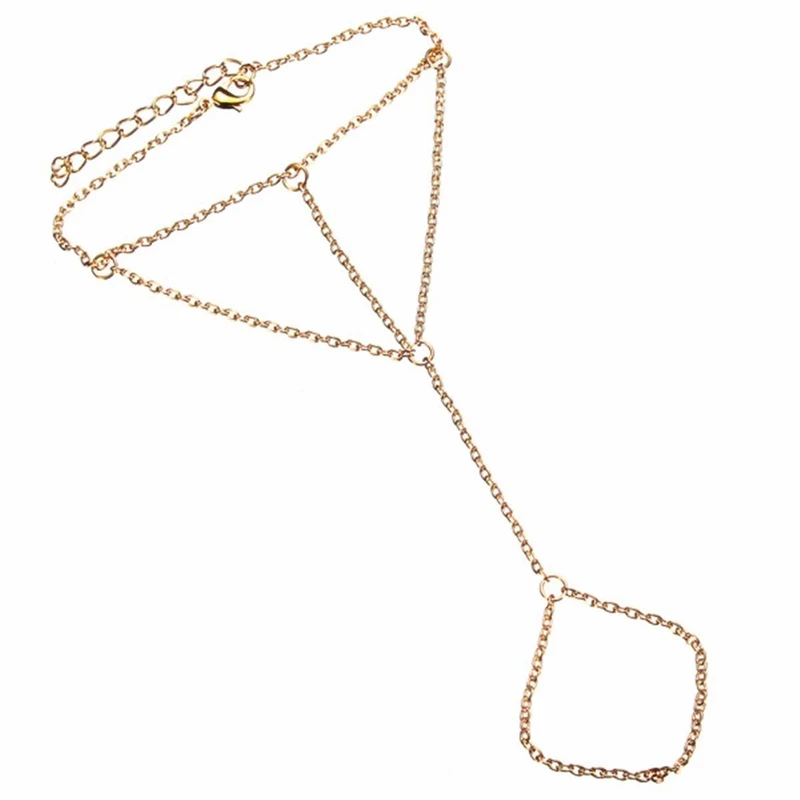 Золотой женский браслет звено цепи плетение кольцо на палец ручная работа