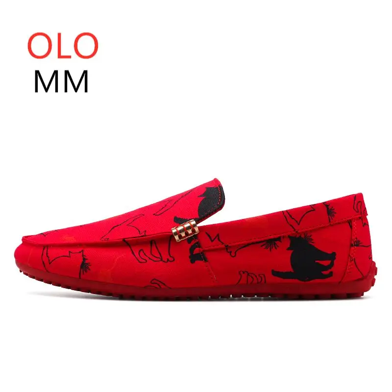 OLOMM/Мужская обувь Повседневная парусиновая с красной подошвой в горошек