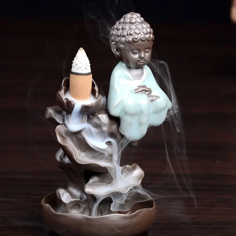 20 шт благовоний конус + керамическая курильница для ладана Исин фиолетовая глина