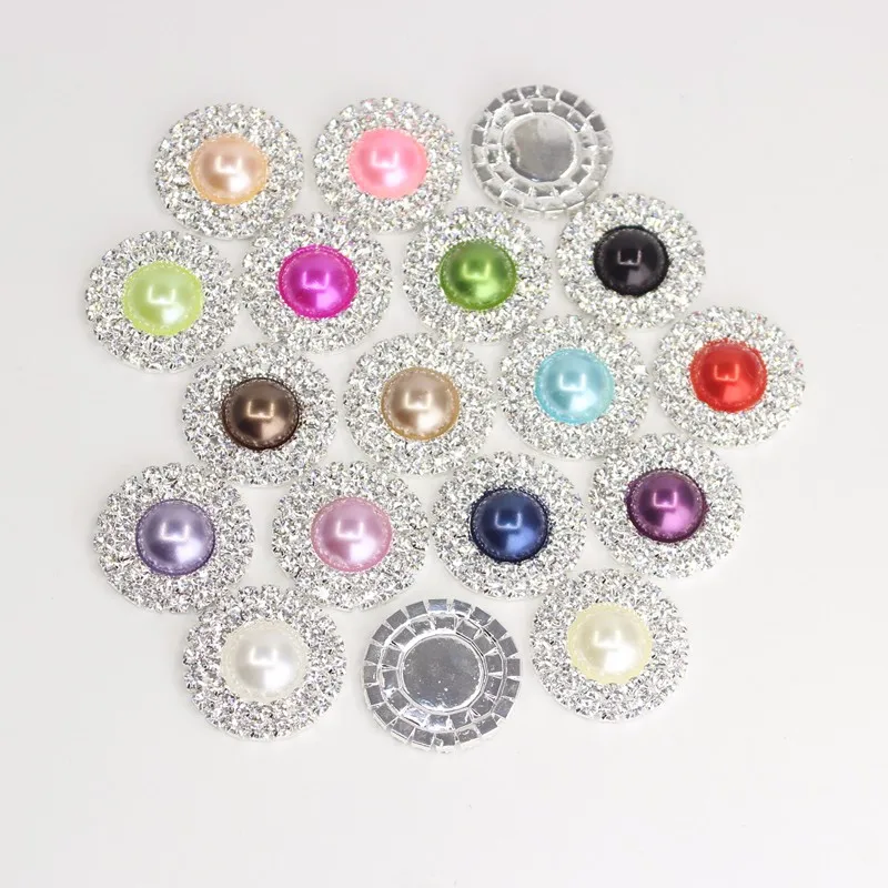 Wedding Invitation Culvert Decoration 10 pcs 25mm Double Row DIY Pearl Diamond Button Drill Baby Hair Accessories 16 mix color | Дом и сад