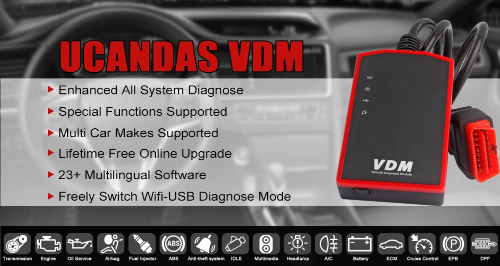 Ucandas VDM wi-fi-сканер полная система OBD2 автомобильный диагностический инструмент ABS SRS сброс масла 11 дюймов планшет на Windows OBD2 автомобильный сканер
