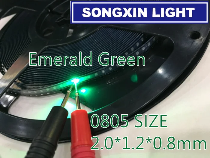 100 шт. XIASONGXIN светильник зеленый 0805 SMD светодиодный диодный чистый изумруд 520 530nm 3 0 4