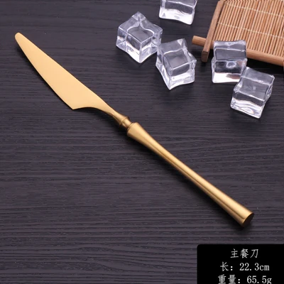 1PCS DINNER KNIFE 4 шт./лот, золотые портативные матовые столовые приборы, 18/10 нержавеющая сталь, Корейская посуда, наборы столовых приборов, столовый нож S poon, вилка, набор посуды - Цвет: 1PCS DINNER KNIFE
