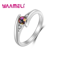 true love 925 sterling silver wedding promise rings mystic rainbow cz crystal anniversary jewelry for lady women gifts