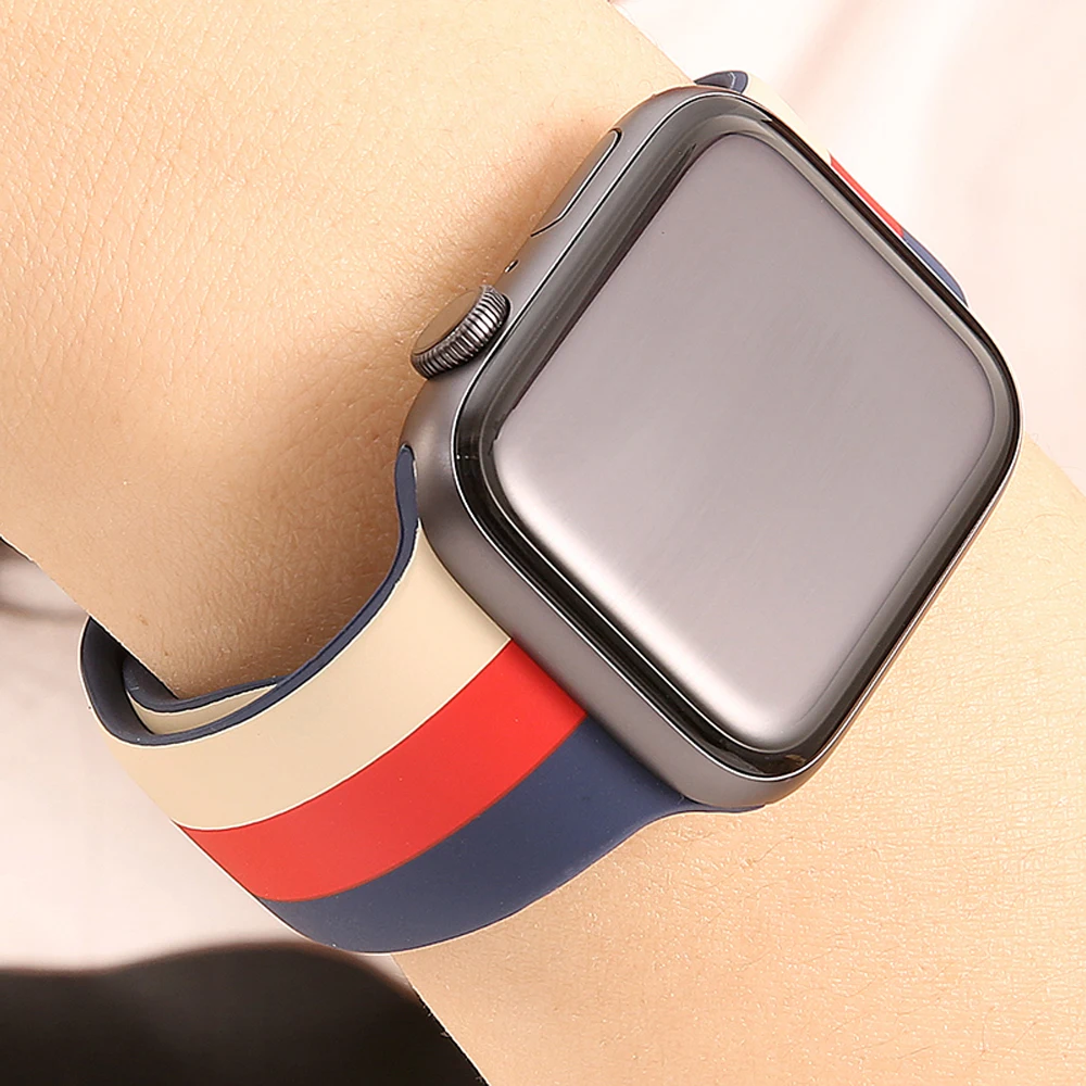 Ремешок для apple watch 42 мм 38 мм correa iwatch 44 мм 40 мм 4 3 2 спортивный силиконовый браслет pulseira apple watch 4 аксессуары