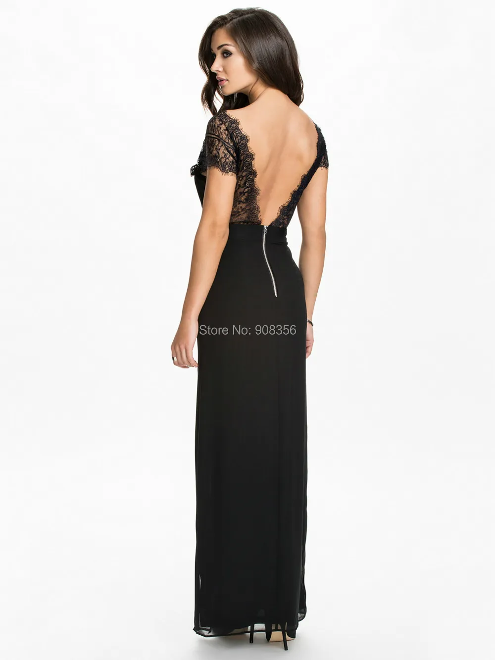 Женское длинное платье с открытой спиной повседневное Черное Платье макси