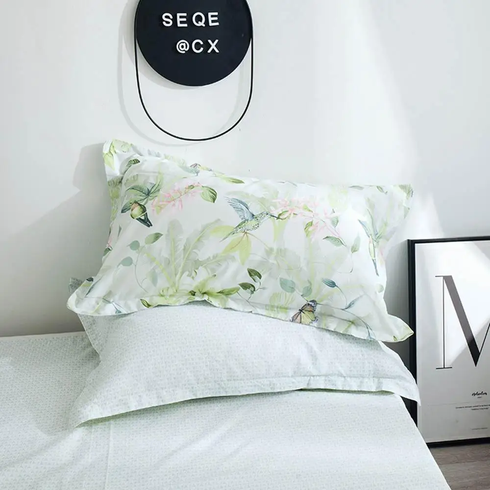 Постельное белье из мягкого хлопка с рисунком зеленых листьев птиц постельное