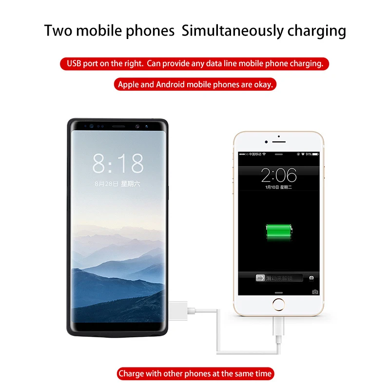 Чехол Power bank для Samsung Note 8 портативное зарядное устройство 6500 мач поддержка