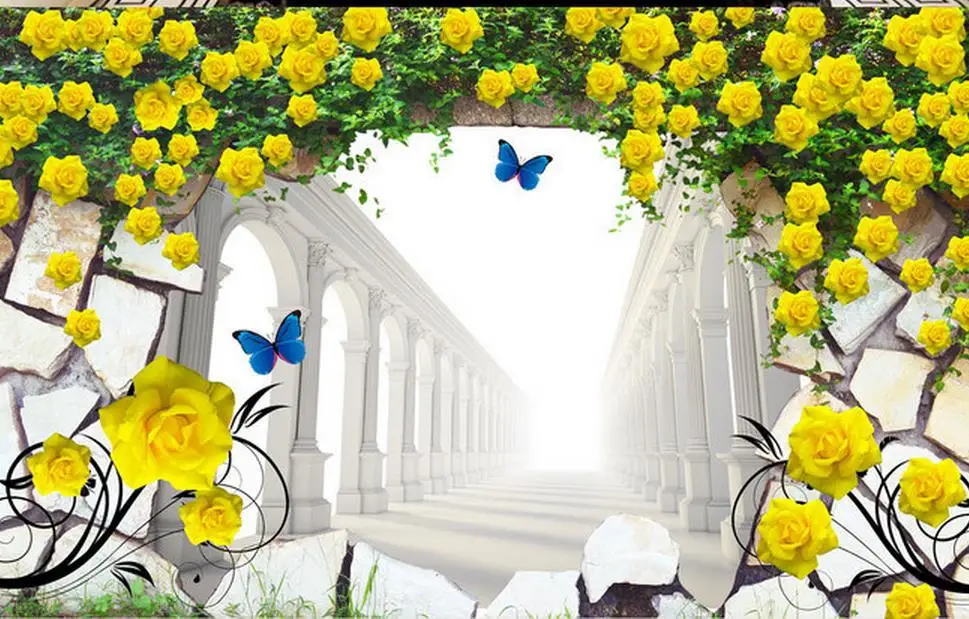 Индивидуальные обои для стен украшение дома цветок виноград желтая роза фон