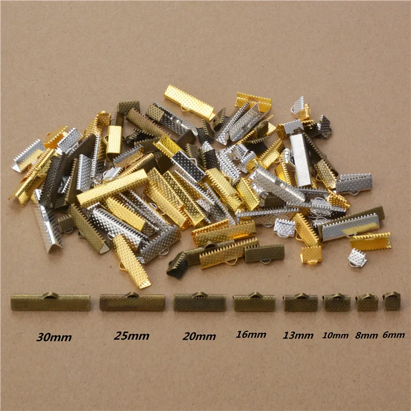 50 шт./лот зажимы для ленты плоские кожаные шнура восковой хлопковой веревки