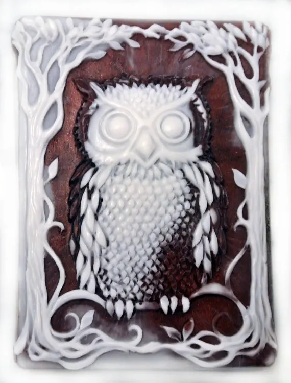 Силиконовая формочка PRZY с изображением мудрой Совы в дереве знаний квадратной